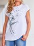 Casual Dandelion Short Sleeve Round Neck Printed Top T-Shirt