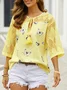 Loosen Butterfly V Neck Short Sleeve Top