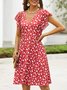 Floral Slim Pullover Women's Dress Short Sleeve Floral Weaving Dress