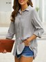 Loose Pockets Casual Cotton Blouse