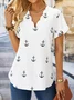 Women's Tunic Top Plain Short Sleeve V Neck Printed Streetwear Daily Vacation Polyester Summer Fall Blouse