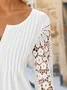 Women's Blouse Plain Casual Patchwork lace Notched Tunic Top