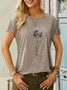 Women's Casual Dandelion Printed Short Sleeve Round Neck Top T-shirt