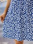 Women's Casual Dress Floral Print short Sleeve V Neck Streetwear Daily Holiday Spandex Jersey Summer Blue Dress