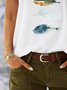 Feather Printed V Neck Casual T-Shirt