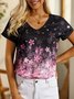 Casual V Neck Floral T-Shirt