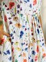 Floral Loosen Casual Short Sleeve Woven Dress