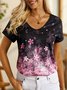 Casual V Neck Floral T-Shirt