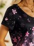 Casual V Neck Floral T-Shirt