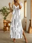 Striped Short Sleeve V Neck Casual Dress