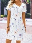 Asymmetrical Neck Casual Floral Printed Dress