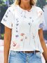 Jersey Loose Floral Casual T-Shirt