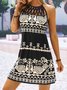 Printed Halter Sleeveless Knitting Dress