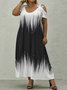 Plus Size Vacation Loose Ombre Crew Neck Dress