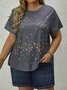 Plus Size Butterfly Printed Casual T-Shirt