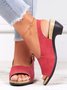 Retro Solid Simple Open Toe Chunky Heel Sandals