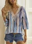 Patchwork Lace Abstract Printed Casual Blouses
