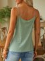 V Neck Casual Plain Lace Tank Top