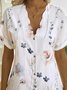 Buttoned Loose Casual V Neck Blouse