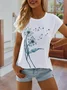 Casual Dandelion Short Sleeve Round Neck Printed Top T-Shirt