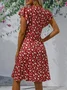 Floral Slim Pullover Women's Dress Short Sleeve Floral Weaving Dress