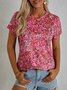 Floral Casual Crew Neck Short Sleeve T-Shirt