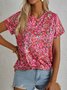 Floral Casual Crew Neck Short Sleeve T-Shirt