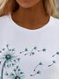 Casual Dandelion Short Sleeve Round Neck Printed Top T-Shirt