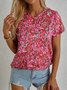 Floral Casual Crew Neck Short Sleeve T-Shirt