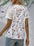 Lace Crew Neck Floral Casual Shirt