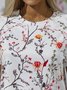 Lace Crew Neck Floral Casual Shirt