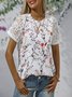 Lace Crew Neck Floral Casual Shirt