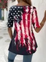 Loose America Flag Casual Jersey Shirt