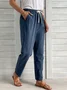 Loose Cotton Solid Casual Pants