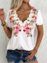 Casual Floral Jersey Lace Collar Shirt