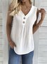 Plain V Neck Casual Loose Tank Top