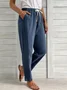 Loose Cotton Solid Casual Pants