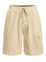 Men's Linen Shorts Multi-Pocket Tie Cargo Pants