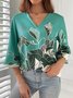 Floral Casual V Neck Shirt