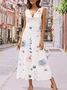 Casual Regular Fit Floral V Neck Dress