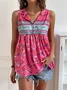 Floral Loose Vacation V Neck Tank Top