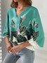 Floral Casual V Neck Shirt