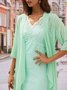 Elegant Plain Lace Stitching Vest Knitted Dress & Cardigan Two-piece Set