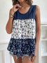 Loose Casual Floral Printed Crew Neck Tank Top