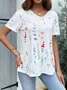 V Neck Casual Loose Floral Shirt