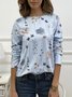 Women Floral Print Casual Crew neck Long Sleeve T-Shirt