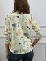 Women Floral Print Casual Crew neck Long Sleeve T-Shirt