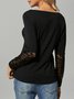 Elegant Plain V Neck Long Sleeve T-shirt