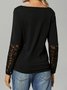 Elegant Plain V Neck Long Sleeve T-shirt