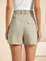 Casual Plain Natural Zipper Shorts